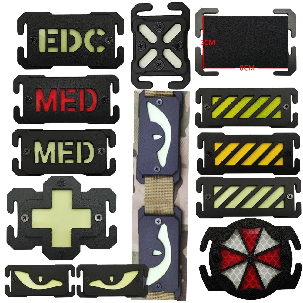 Paraguas, MED, EDC, radiación Nuclear, equipo táctico de ojos de gato que brilla en la noche, Molle identifica la seguridad al aire libre parche de tira de marca - imagen 2