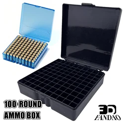 Caja de munición de plástico redonda de 100 con bisagras resistentes y pestillo de bloqueo a presión |   Funda semitransparente – Ideal para recargas de sesiones de disparos