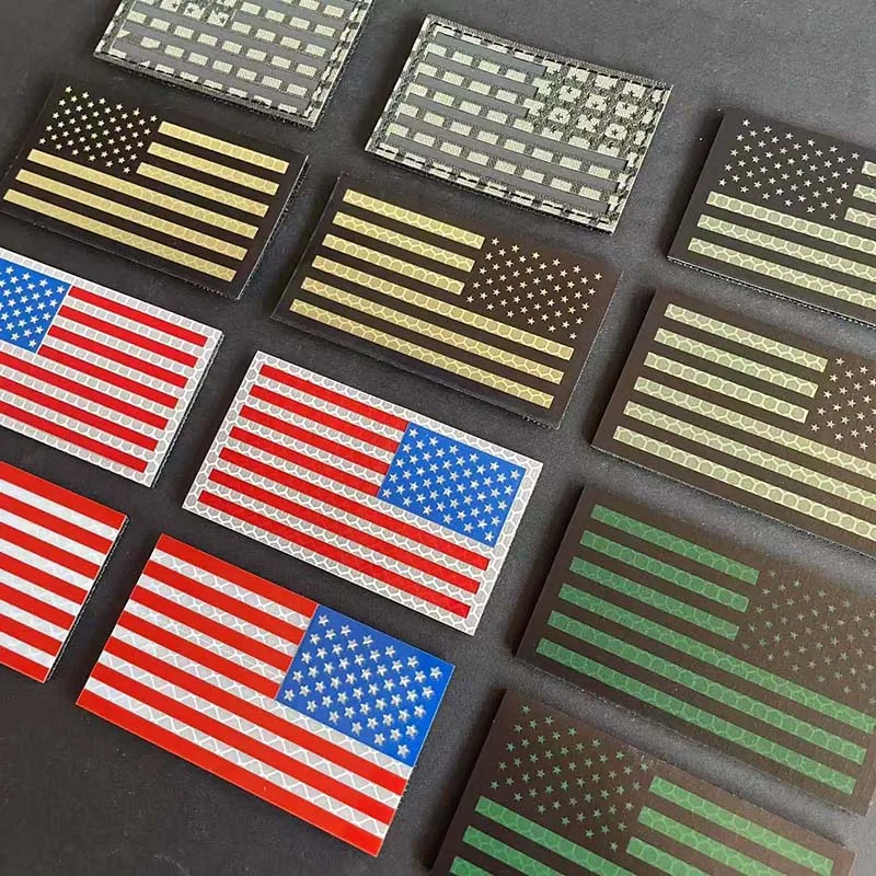 9*5CM bandera americana EE. UU. Emblema ropa apliques IR parches reflectantes insignias de rayas tácticas militares para casco, mochila - imagen 3