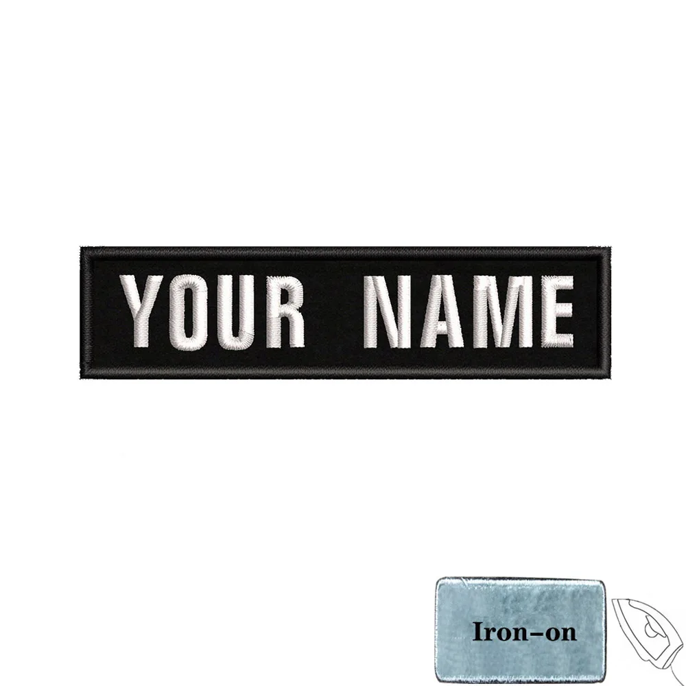 Parche de rayas con nombre personalizado, insignia de hierro o gancho, trofeo de fuego, radiación, motocicleta, gota de sangre, pentagrama de amor, 10cm x 2,5 cm, 1 ud. - imagen 4