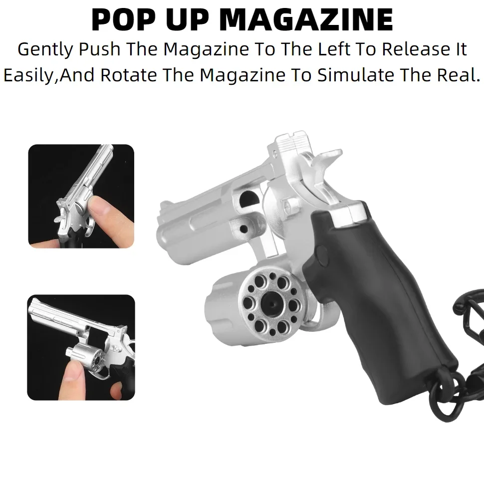 Revolver 1:4 llavero de plástico Mini pistola forma llavero decoraciones de regalo con revista giratoria y emergente - imagen 5