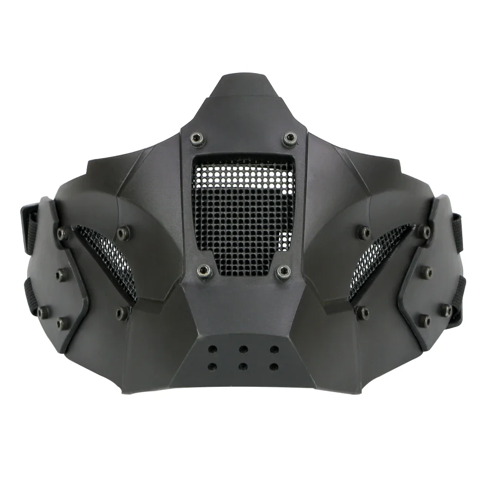 Máscara protectora de caza, máscara táctica transpirable de media cara, máscara facial de combate CS de Paintball con conector de casco - imagen 2