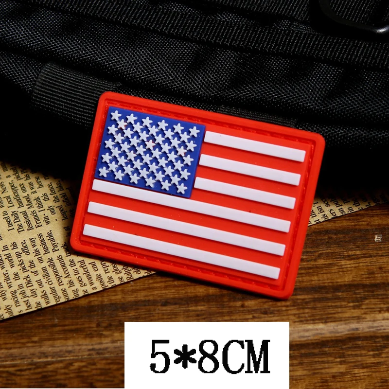 Parches de gancho y bucle de PVC con bandera americana, decoración de ropa de lucha, insignia de moral táctica, pegatina de parche para mochila al aire libre - imagen 4