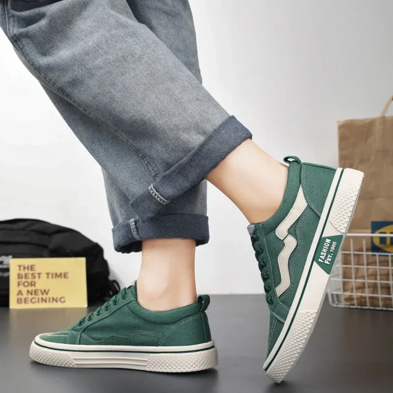 Zapatos De lona a la moda para Hombre, zapatos informales transpirables para Hombre, nuevas Zapatillas deportivas antideslizantes para Hombre, zapatos deportivos para monopatín, Zapatillas De Hombre - imagen 5