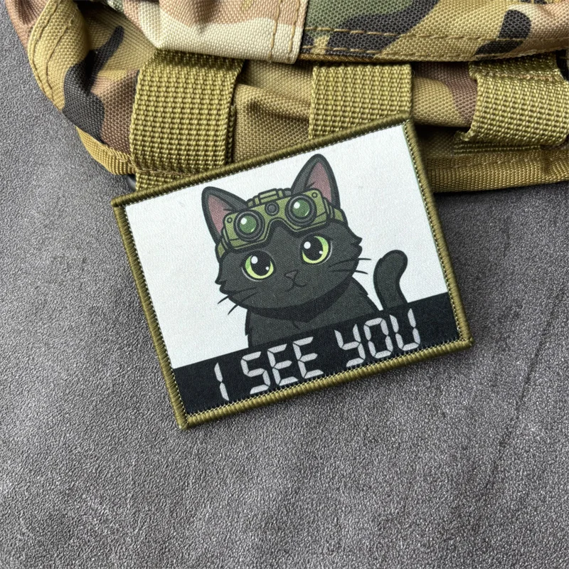 Parche táctico gato SEE YOU con velcro para mochila y brazalete - imagen 5