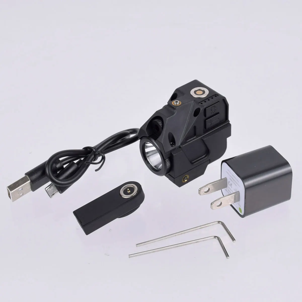 Luz LED táctica de 500 lúmenes con láser de carga Combo vista de punto rojo/verde riel Picatinny de 20mm apto para Glock 17 - imagen 4