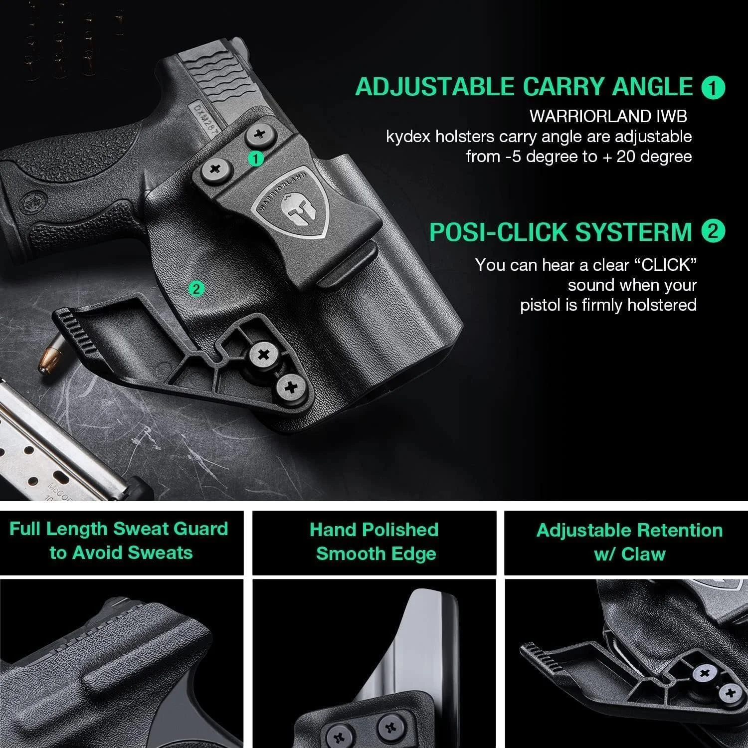 Solo se adapta a S & W M & P Shield Plus/ Shield M2.0/M & P Shield 3,1 ", funda IWB Kydex, sonido de clic, punto rojo, mano derecha, corte óptico - imagen 5