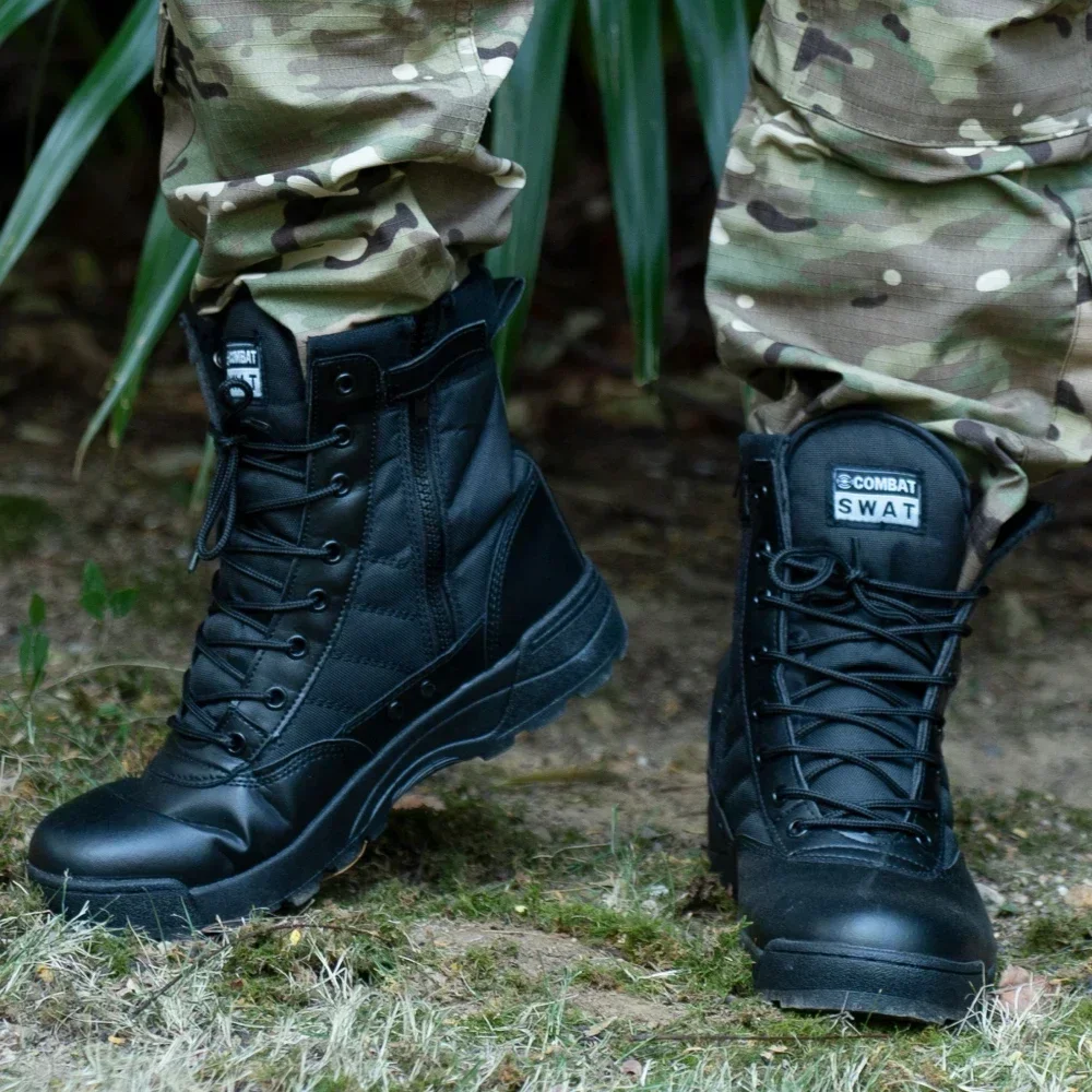 Botas con punta de acero para hombre, botas tácticas para senderismo y desierto, a prueba de puñaladas, zapatos de seguridad para el trabajo, zapatos de protección - imagen 5