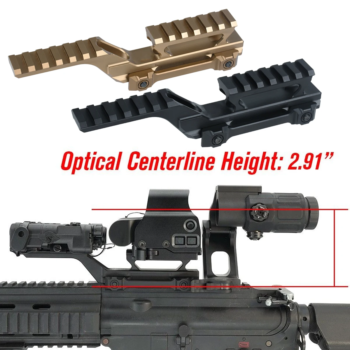 UNITY FAST FTC Mount 2,91 "551 558 G33 G43 palanca altura óptica soportes tácticos Riser Scope T01 Red Dot Sight PEQ-15 Riser Mount