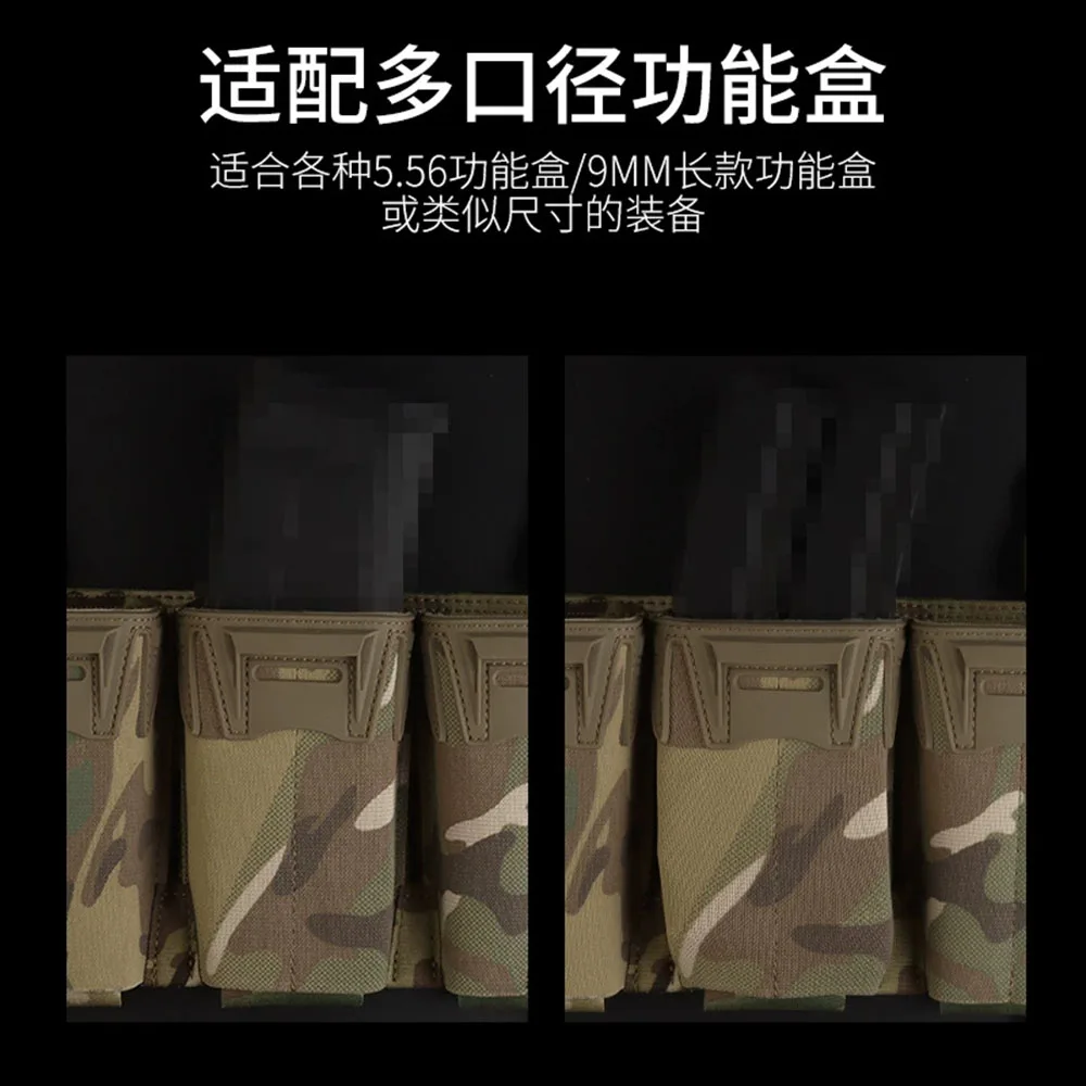 Bolsa táctica multicalibre Triple Mag para 3 uds 5,56 MAG/6 Uds. Bolsa para revistas de 9mm de largo, accesorio portador de placa para chaleco de caza - imagen 3