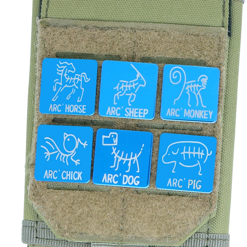 Parche de Metal de signos del zodiaco, mono, dragón, conejo, mono, Tigre, rata, insignia táctica cuadrada de 1 pulgada para decoración de ropa y mochila - imagen 3