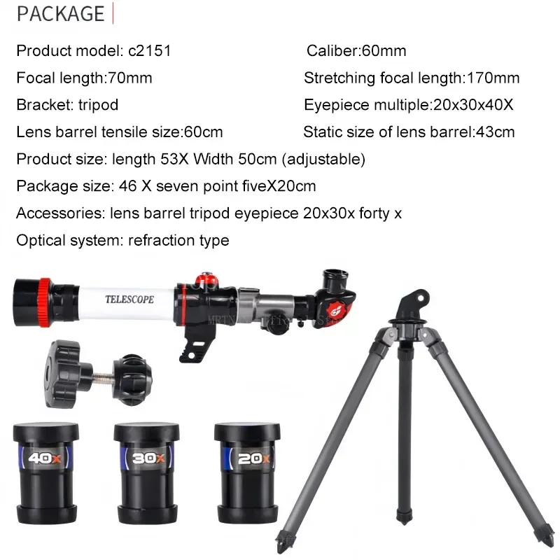 Telescopio astronómico profesional para Monocular espacial con ocular de 3 uds, binoculares potentes para observación - imagen 4