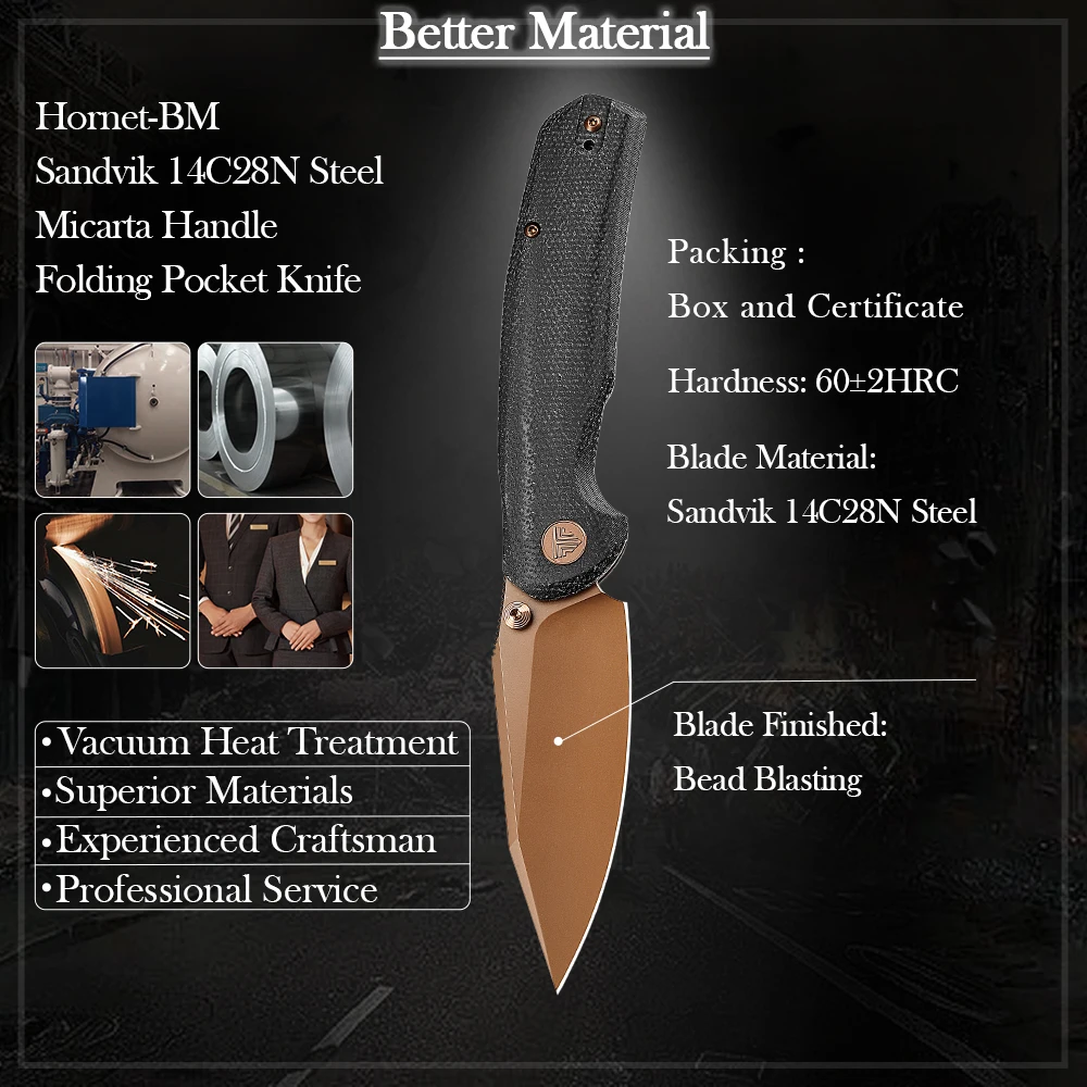 Cuchillo EDC TRIVISA Hornet-BM de Micarta para camping y pesca - imagen 2