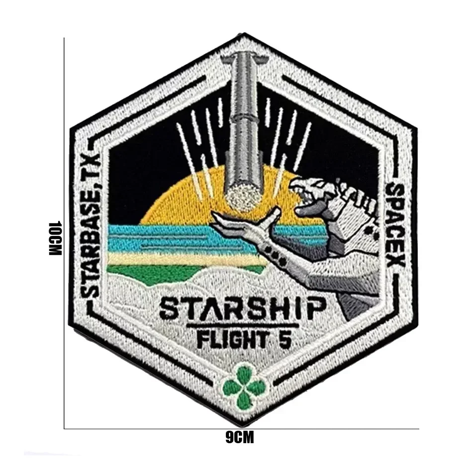 Spacex Starship Test vuelo bordado súper pesado Starbase TX misiones parche táctico pegatinas en mochila gancho y bucle - imagen 5