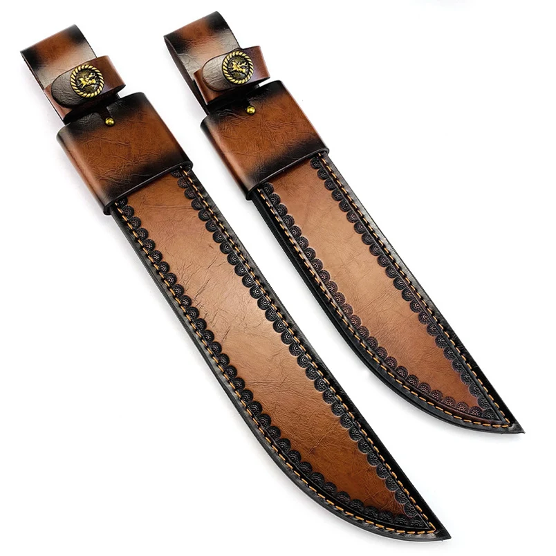 2 tamaños de longitud completa 397MM 337MM Material de cuero de vaca Real funda de cuchillo recto grande funda de hoja fija - imagen 3