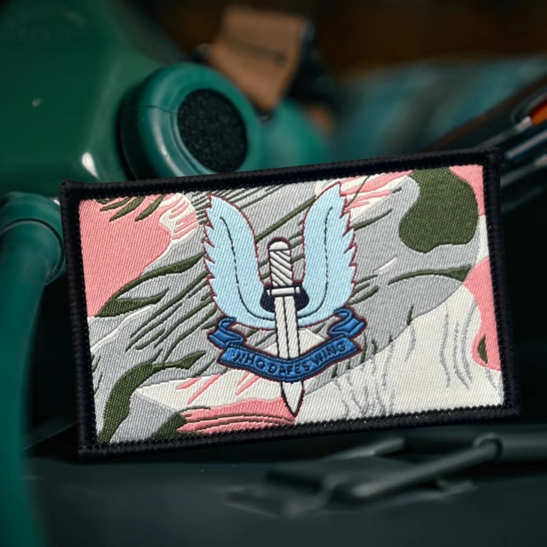 Insignia de moral táctica militar de camuflaje Rhodesian SAS Who Dares Wins, parches de gancho y bucle impresos, pegatina para mochila, ropa - imagen 2