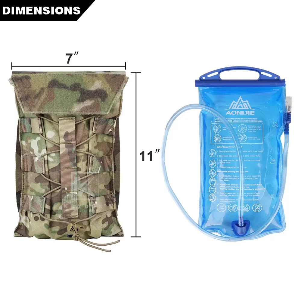 KRYDEX-bolsa táctica para vejiga de agua, 50oz, Modular, 1,5 l, portador de hidratación, paquete MOLLE, bolsa de agua para caza al aire libre, Panel para senderismo - imagen 5