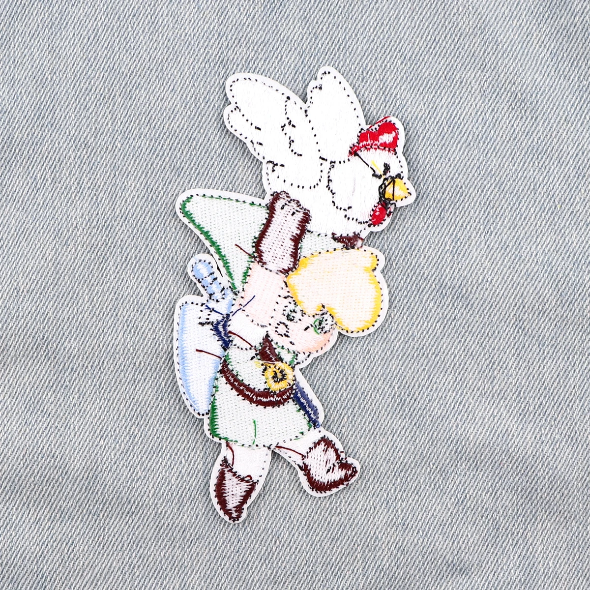 AD2822 parches bordados de pollo de dibujos animados para ropa, pegatinas para planchar, rayas de juego, apliques Diy - imagen 4