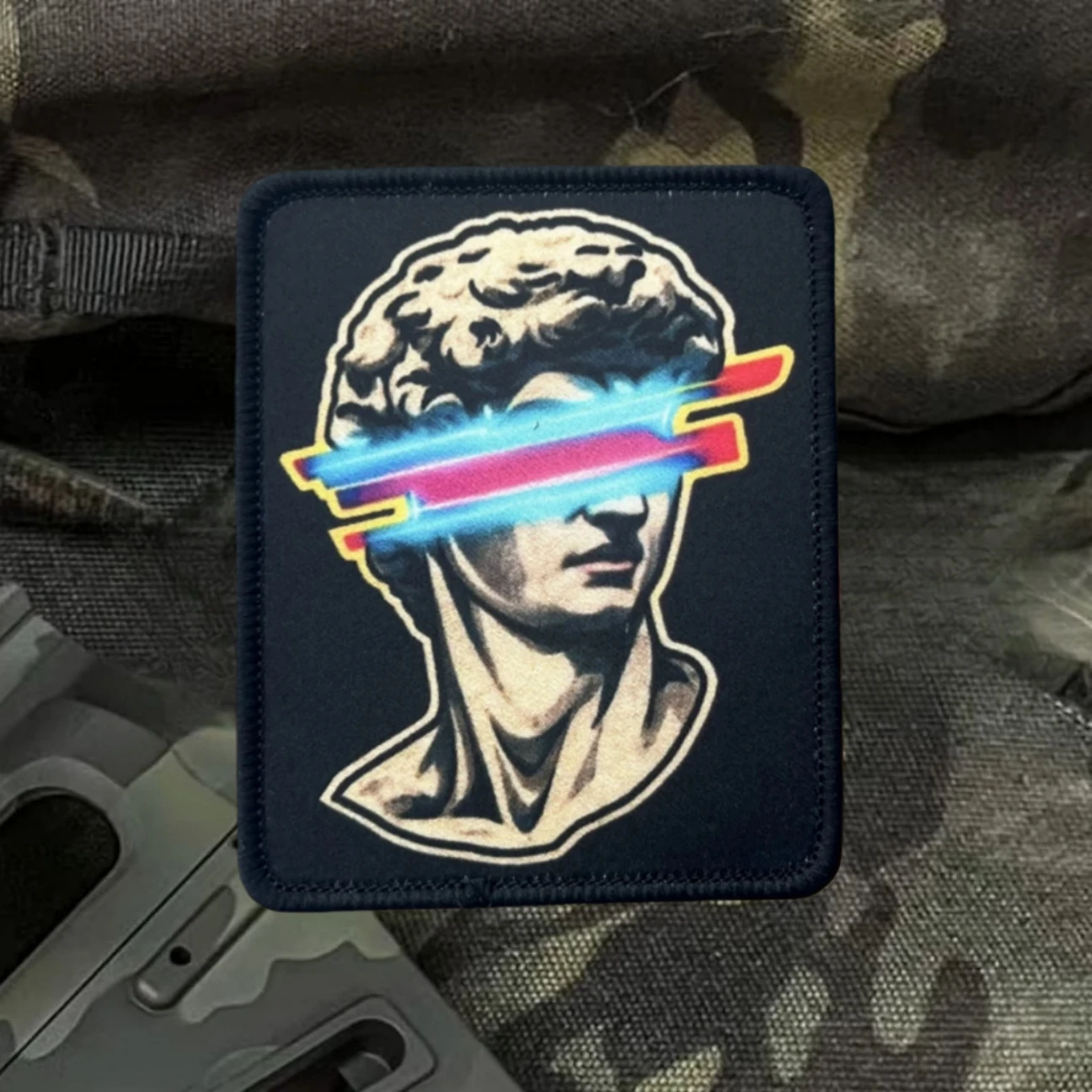 Estatua modificada de David, insignia de moral divertida, parches impresos para ropa, brazalete militar táctico, gancho y bucle, pegatina para mochila - imagen 4