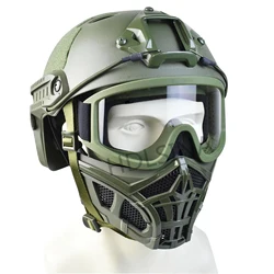 Juego de casco Airsoft, casco táctico rápido con máscaras protectoras de media cara, gafas antiniebla resistentes a impactos para tiro de caza