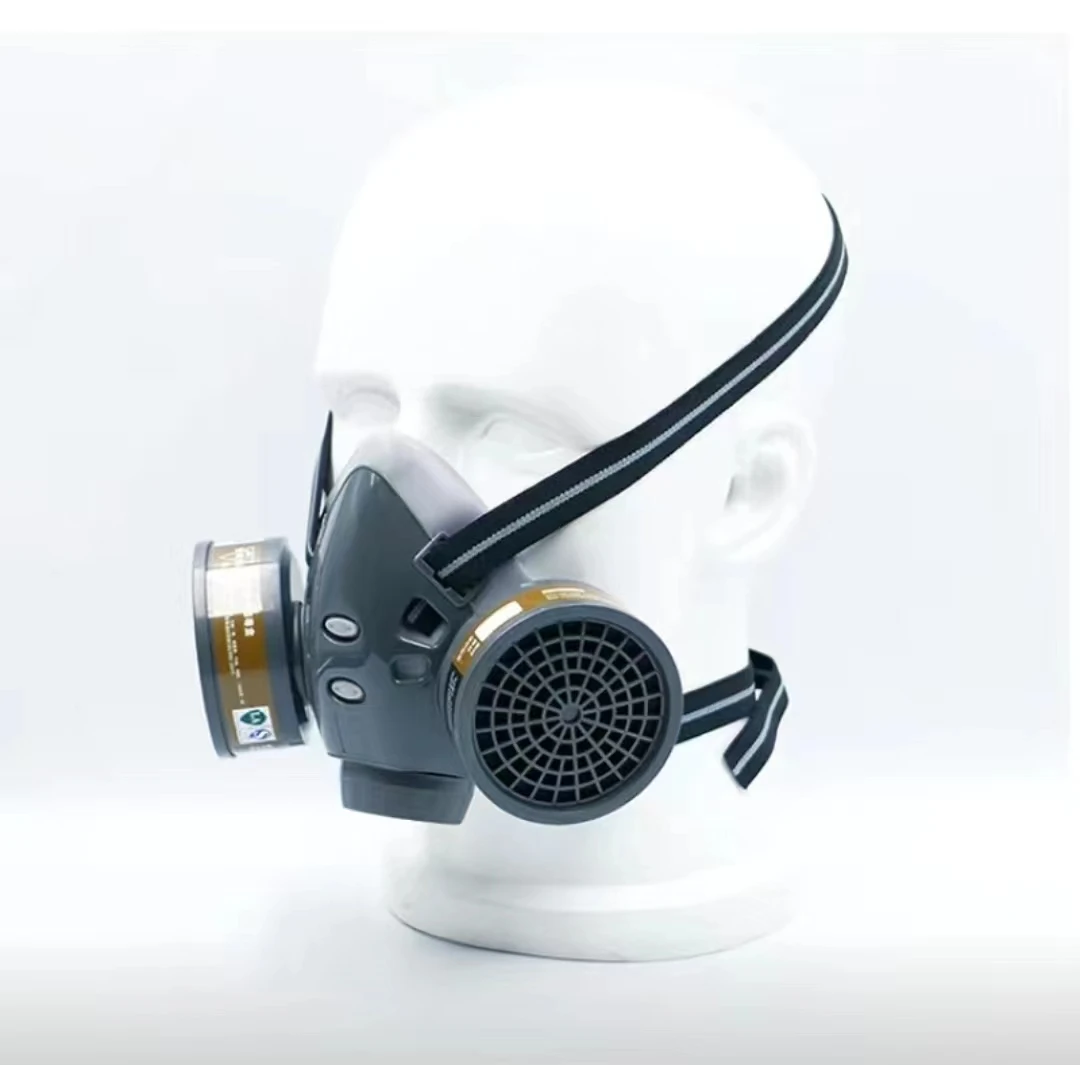 Máscara de Gas de cara completa con gafas, seguridad, pintura en aerosol, pesticida químico, decoración, formaldehído, antipolvo, respirador con filtro - imagen 5