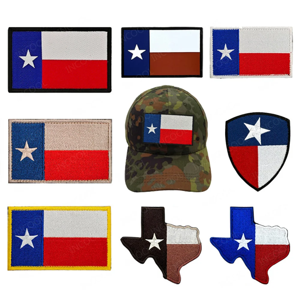 Parches bordados completos de la bandera del Estado de Texas, California, TX, estrella solitaria, apliques de goma de PVC, insignias de decoración táctica para ropa - imagen 2