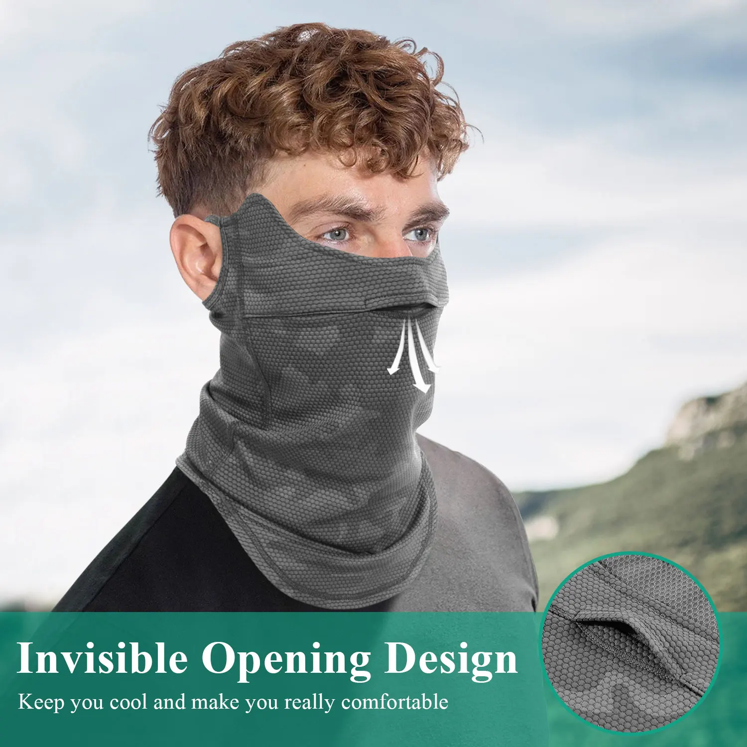 Máscara facial con gancho para la oreja, protección solar para ciclismo, absorbe el sudor, cubierta facial transpirable para deportes de bicicleta, accesorios para montar en bicicleta, hombres y mujeres - imagen 3