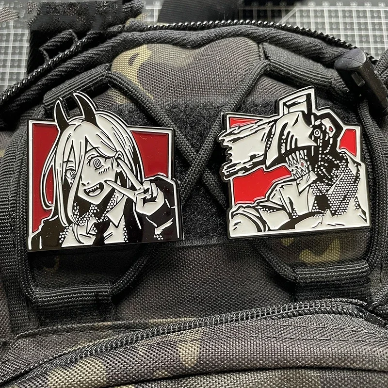 Insignia de moral de Metal de motosierra para hombre, broche de esmalte de potencia de Anime japonés, alfileres de solapa de dibujos animados para niña, accesorios de joyería de Anime, regalo - imagen 2