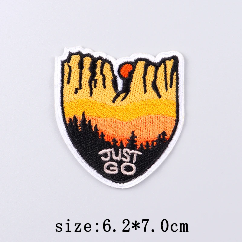 Parche bordado de paisaje de amanecer, parches para planchar para ropa, parches bordados para la naturaleza al aire libre, insignia adhesiva para ropa - imagen 5
