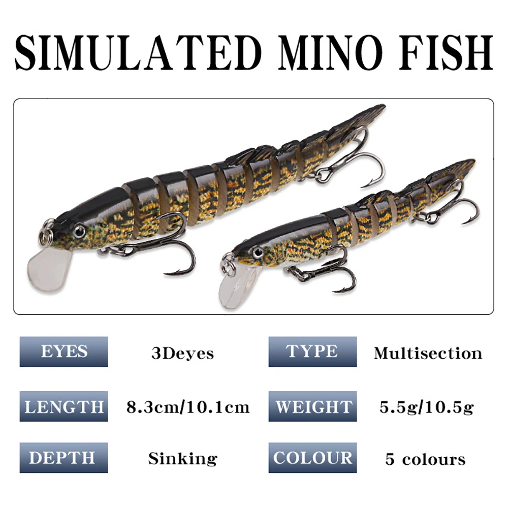 Cebo Artificial duro de 7/9 segmentos, 8,5/10cm, Wobblers que se hunden, señuelo de pesca articulado, Crankbait Swimbait para aparejos de pesca, señuelo Loach - imagen 3