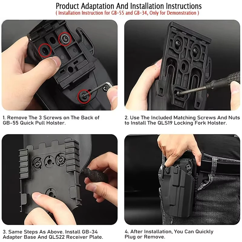 Qls-Kit de sistema de bloqueo rápido con horquilla de bloqueo y placa receptora, soporte de torniquete, funda para pistola, funda adaptadora Drop Flex - imagen 5