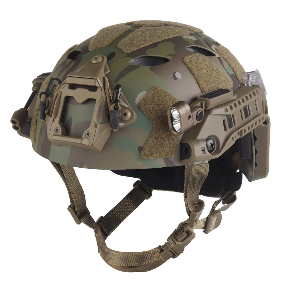 Juego de casco rápido con riel de arco Modular táctico con luz IR de riel de arco Modular, linterna LED, luz de señal doble, caja de batería - imagen 2