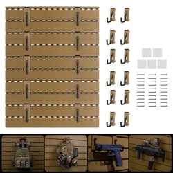 Juego de ganchos para estante de exhibición de pared, equipo táctico con 10 ganchos en J, 5 paneles de montaje para pistola/Rifle/casco rápido/portador de placa de chaleco de caza