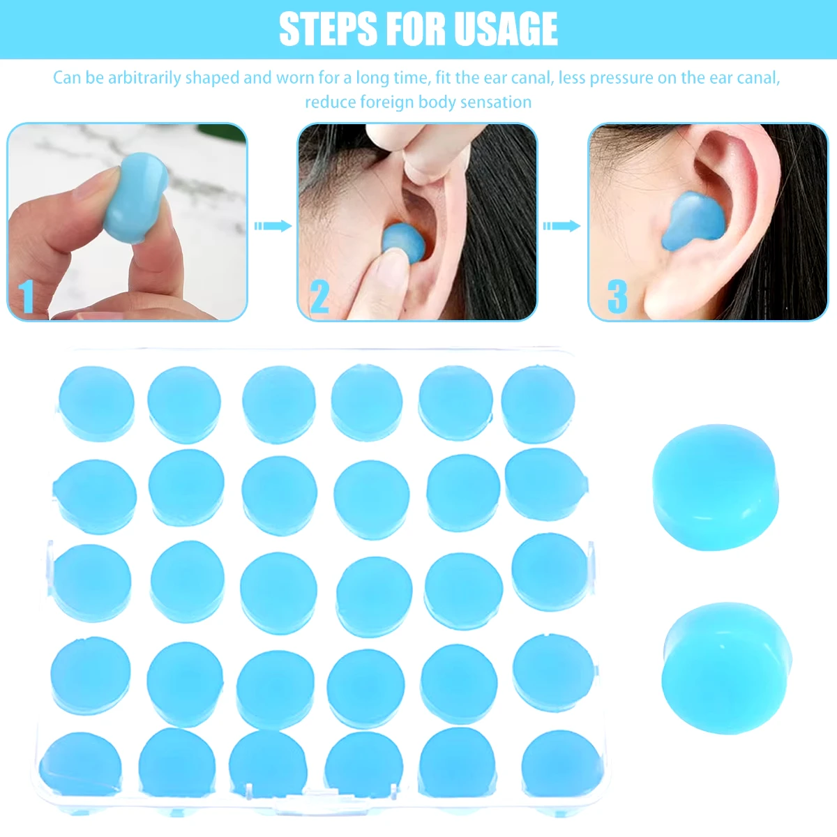 30 Uds tapones para los oídos de silicona tapones para los oídos de silicona reutilizables para dormir nadar estudiar reducción de ruido volador tapones para los oídos flexibles - imagen 4