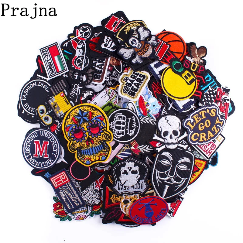 Parches bordados de banda de Rock para ropa, insignias Punk mezcladas al azar, parche de motorista de calavera DIY, parches de planchado para ropa, 10/20 piezas - imagen 2