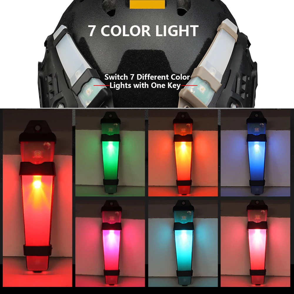 Luz de señal táctica, 7 colores, se puede cambiar, luz intermitente de seguridad para casco de bicicleta, lámpara de señal deportiva Militar, nueva versión 3 - imagen 3