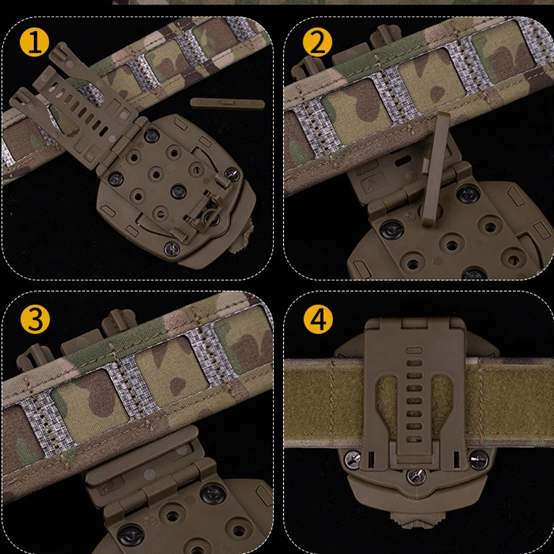 Adaptador de Base de funda de pistola táctica, rotación de 360 grados para cinturones deportivos al aire libre, portador de placa, plataforma de sistema de bloqueo rápido - imagen 5