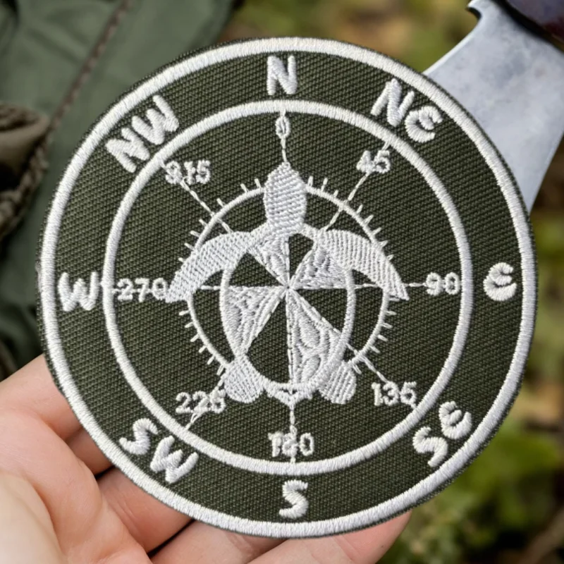 Parche táctico bordado brújula gancho-bucle insignia para mochila - imagen 2