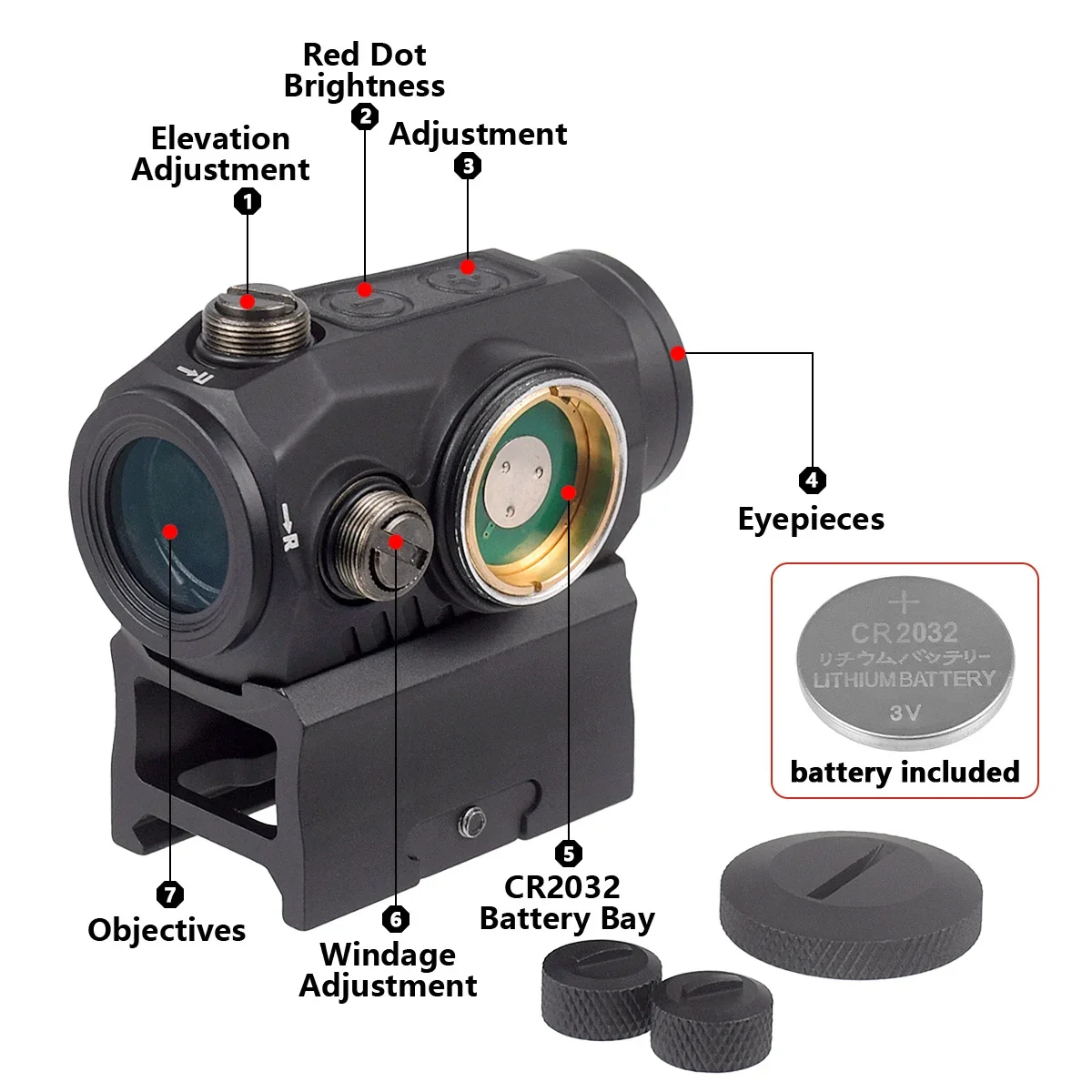 Airsoft ROME 5 Red Dot Sight reflejo holográfico compacto 2 MOA mira telescópica con unidad de montaje rápido AR15 M4 M16 AK47 caza RM Scope - imagen 3