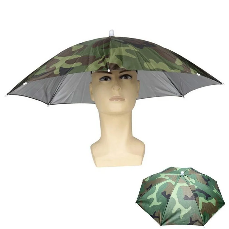 Sombrero de sombrilla de lluvia portátil, sombrilla plegable para Pesca al aire libre, Anti-UV, accesorios para la cabeza de playa, Camping y Pesca - imagen 5
