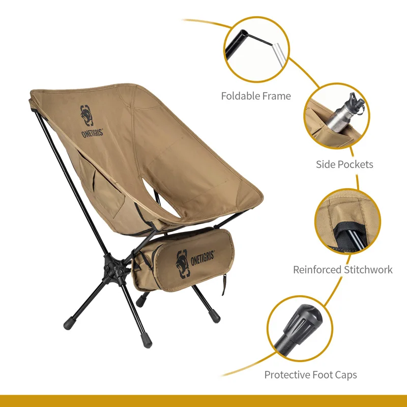 OneTigris-Silla portátil ultraligera y plegable para acampar, senderismo, fiestas de pesca, barbacoa, jardinería, uso interior - imagen 5