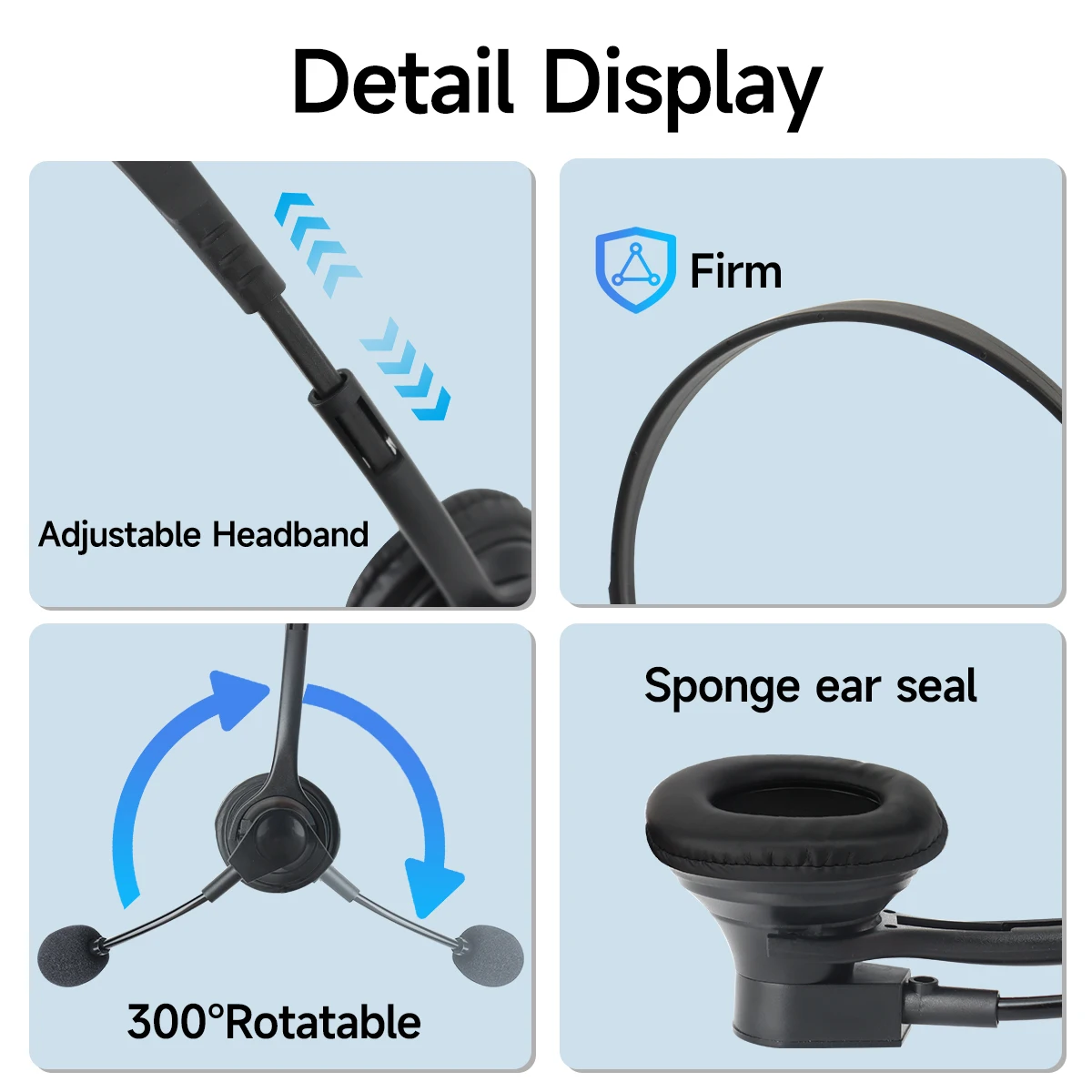 ABBREE Head Mounted Earphones 2Pin K Plug Walkie Talkie Headset PTT/VOX Mic For Baofeng UV-5R UV-21 UV-5RH Quansheng UV-K5 UV-K6 - imagen 5