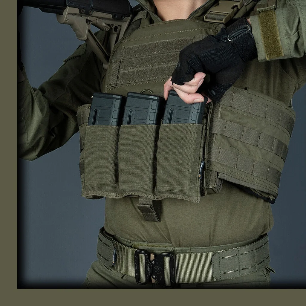Bolsa táctica Triple Mag de 5,56/7,62mm, bolsas MOLLE de extracción rápida para revistas para caza CS Wargame, riñonera, funda, accesorios de equipo - imagen 3