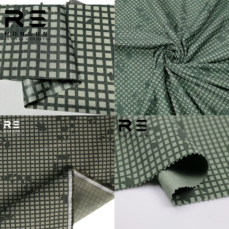 Telas de paraguas de tela a cuadros de nailon 210T de camuflaje nocturno del desierto, algodón de sarga de nailon, nailon 500D, tela de malla
