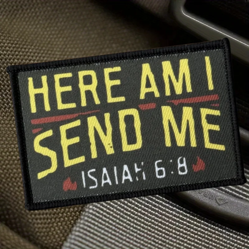 Aquí me envíame parche estampado chaleco táctico gancho y bucle insignia de moral mochila pegatinas decorativas brazalete parches para ropa - imagen 5