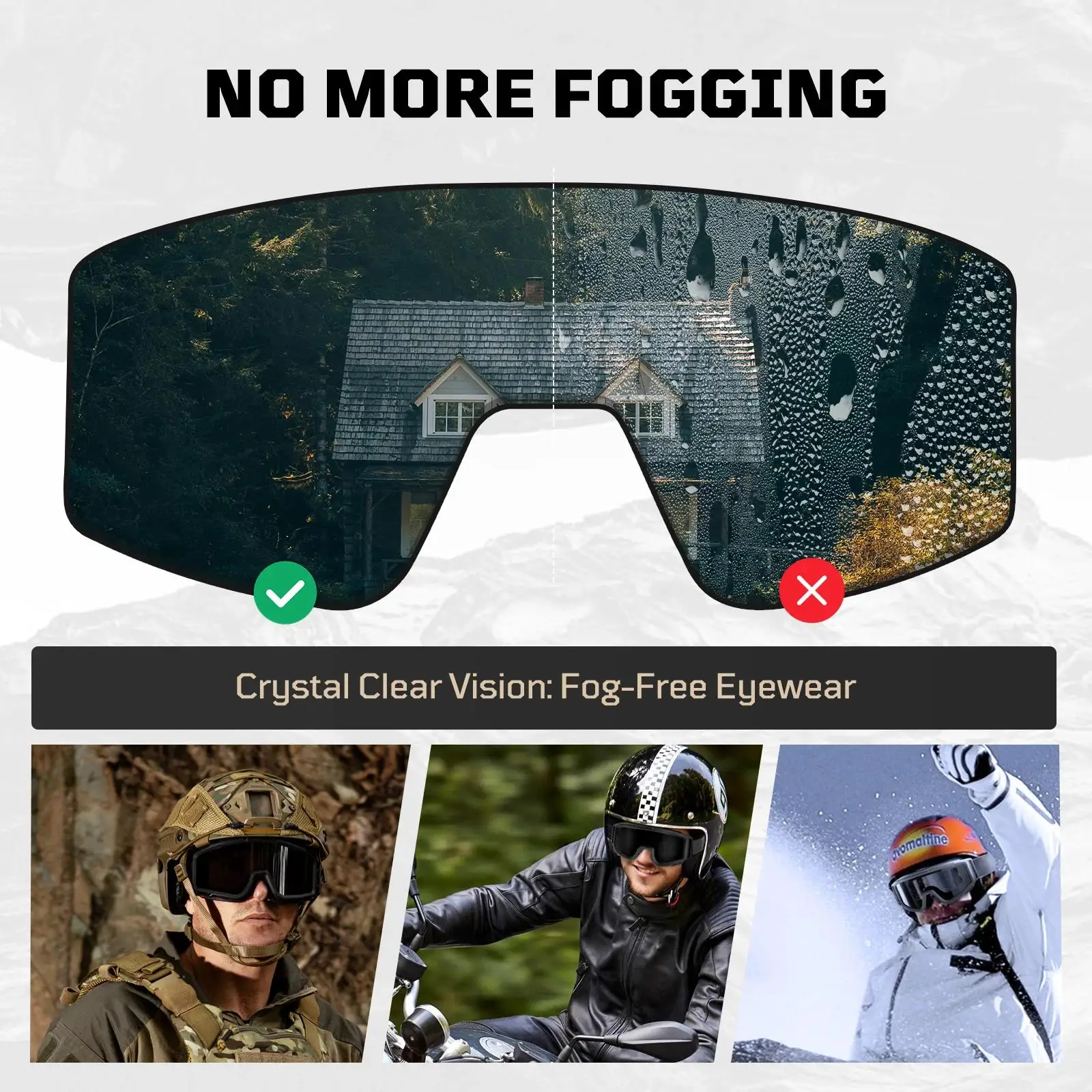 Gafas tácticas Airsoft 1TG antivaho, gafas de seguridad tácticas con 3 lentes resistentes a impactos para disparar, esquiar y montar - imagen 5