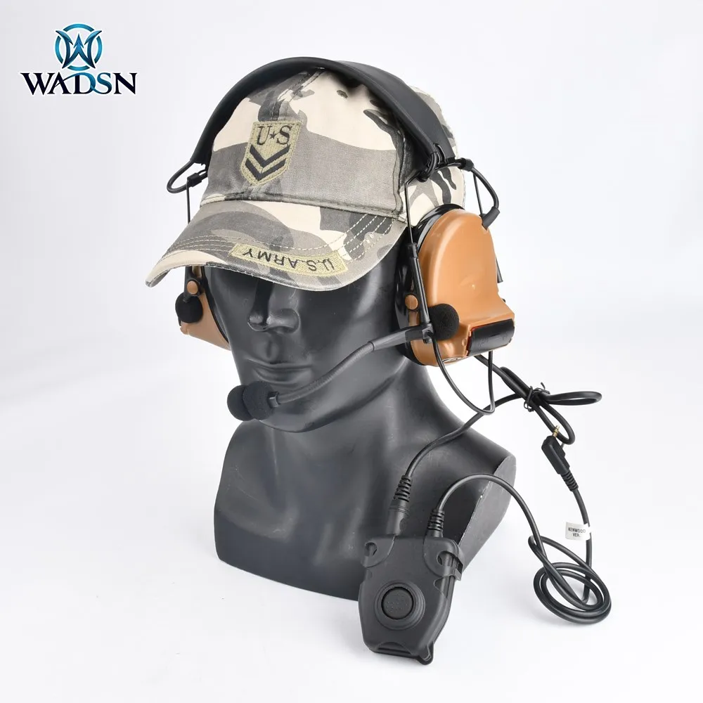 Wadsn auriculares tácticos Comta II con accesorios militares Baofeng PTT Airsoft, auriculares de caza al aire libre, silenciosos - imagen 4