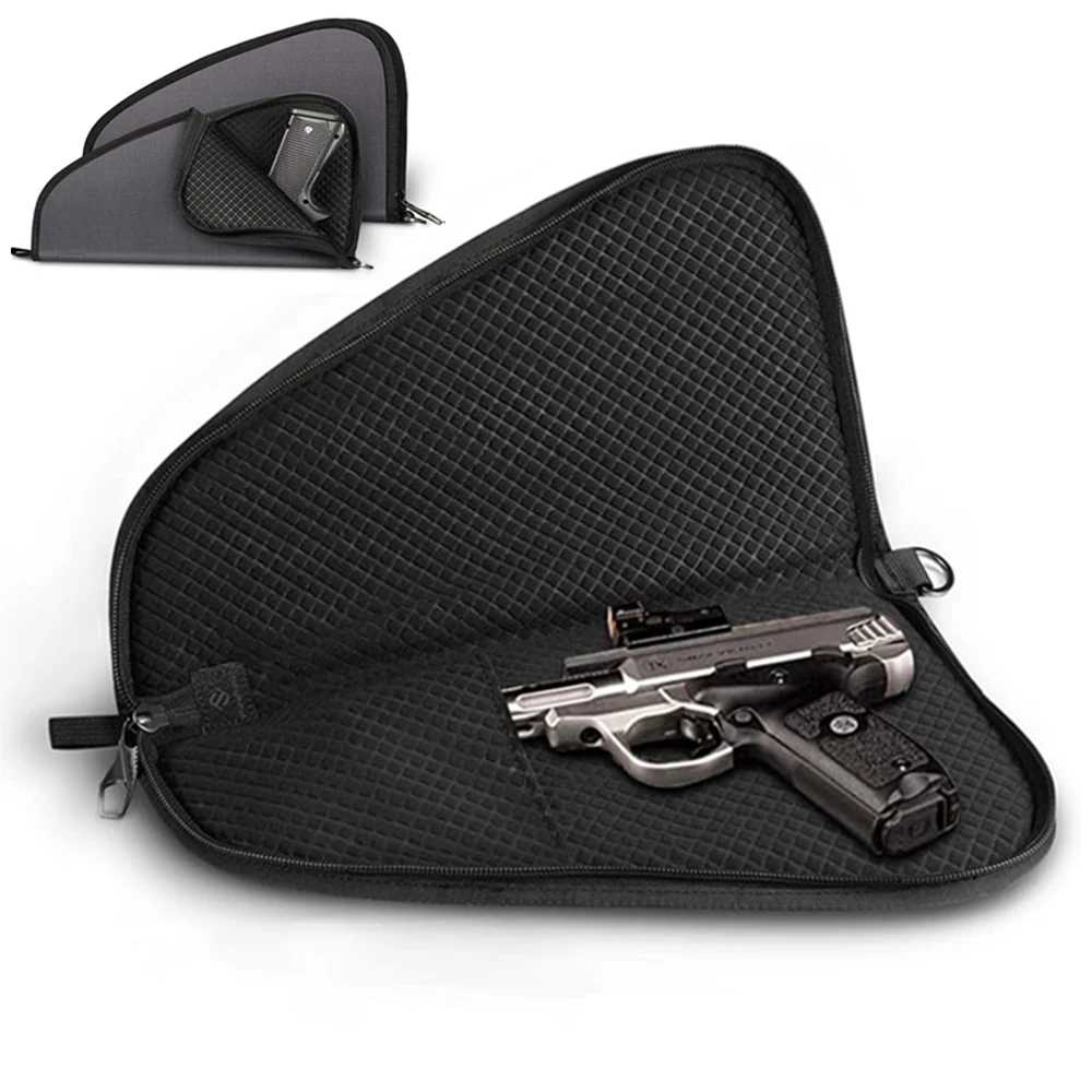 Funda para alfombra de pistola, funda acolchada suave para pistola de mano, bolsa de almacenamiento para pistola, bolsa con cremallera, bolsa portadora para pistolas compactas de tamaño completo