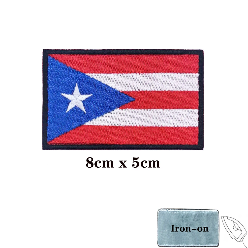Parches de Puerto Rico con bandera puertorrica, brazalete, parche bordado con gancho y bucle, insignia bordada con hierro, raya militar - imagen 2