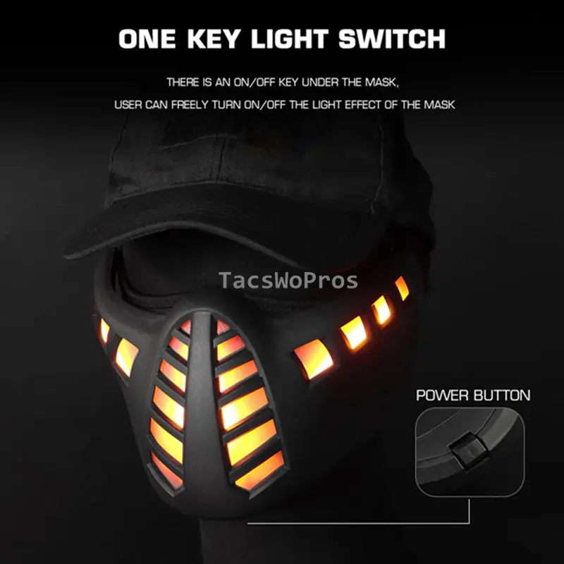 Máscara militar LED para caza al aire libre, Airsoft, Paintball, Wargame, máscaras protectoras iluminadas, combate táctico, Cosplay de Halloween - imagen 5